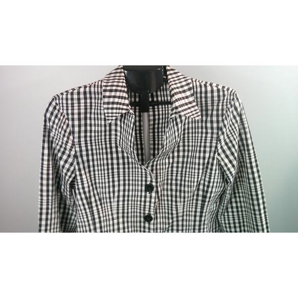 Jones New York Black and White Checkered Button-Down Blazer Jacket Women's 14 - Picture 2 of 7